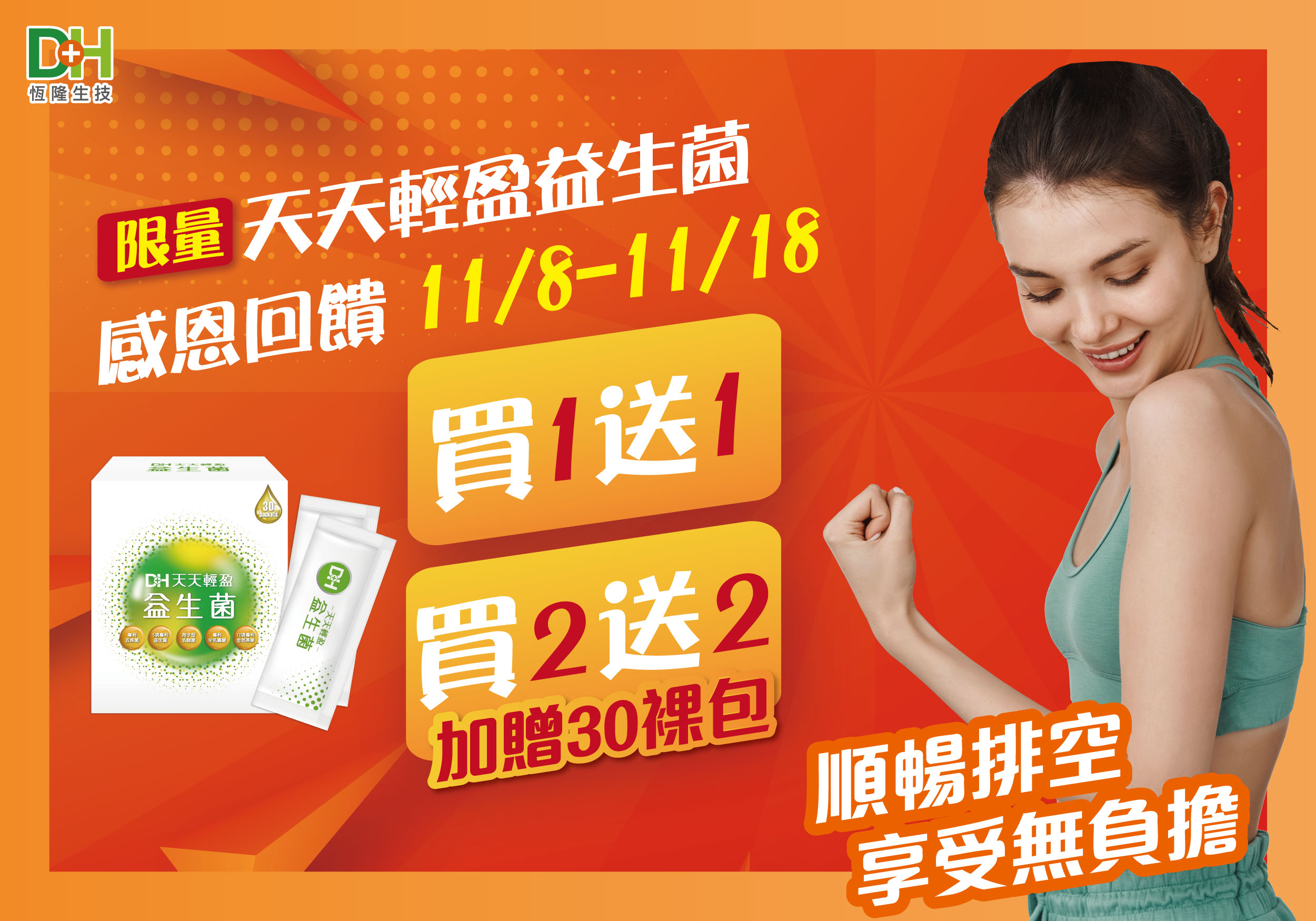 DH恆隆生技/評價/推薦/天天輕盈益生菌/專利益生菌/益生質/專利包埋技術/半乳寡醣/排便順暢/改變細菌叢生態/調整體質